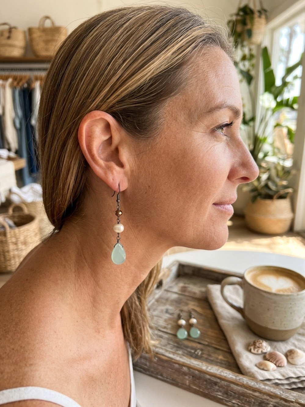Los Angeles Boutique Dangle Drop Beaded Earrings Fashion Artisan Boho Beach Chic